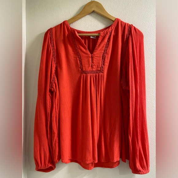 GAP Vibrant Red Peasant Blouse Top Size Medium - Picture 2 of 7
